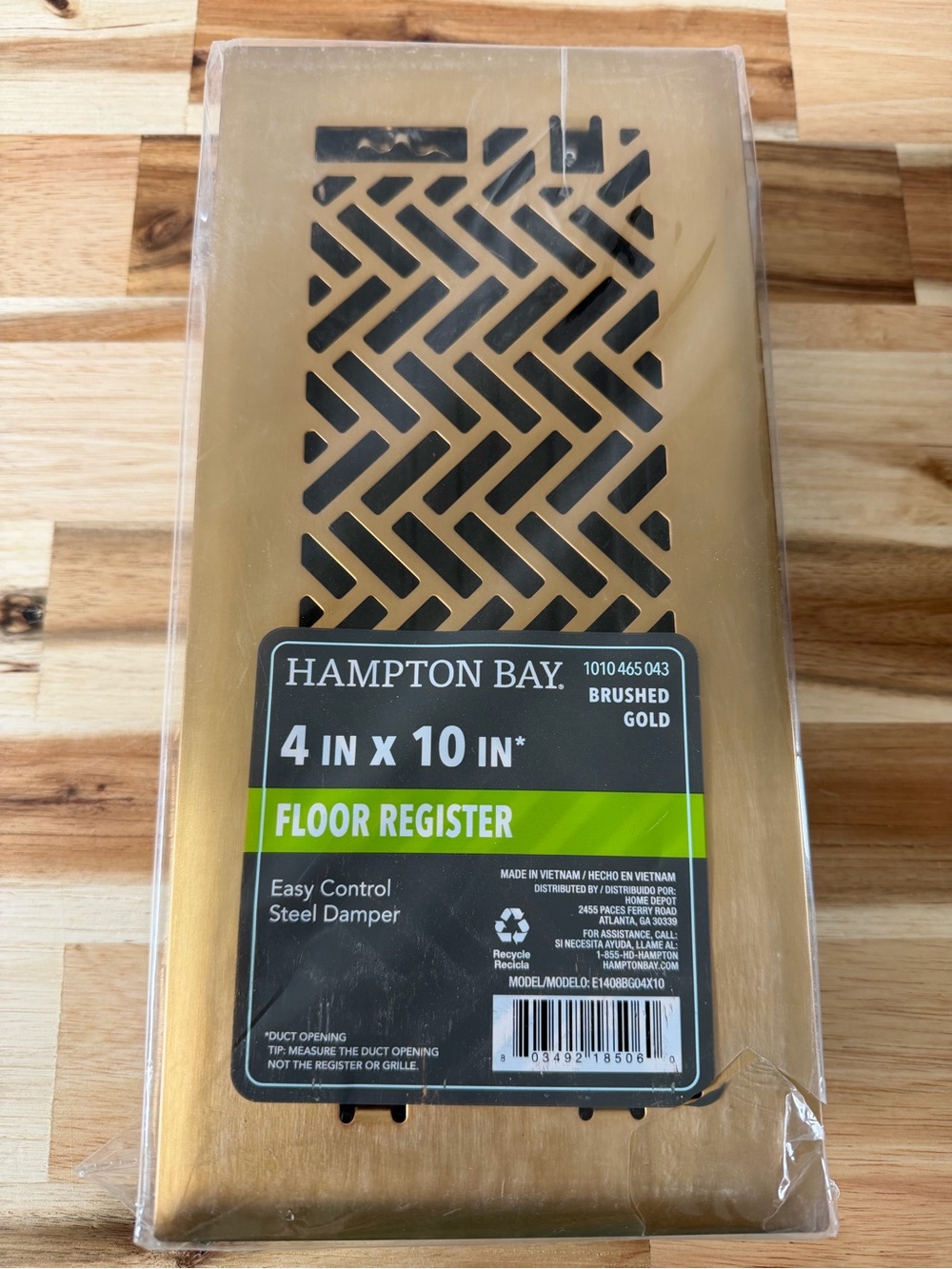 New Hampton Bay Brushed Gold 4 x 10 Floor Register